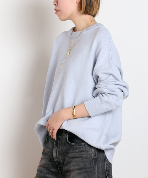 EVERYDAY I LIKE.（エヴリディアイライク）の「*ベーシックニット（ニット/セーター・レディース・ベージュ/ネイビー/グレー/サックスブルー・FREE）」の5枚目の写真