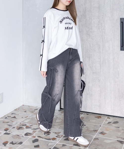 clear（クリア）の「ロゴプリントリボンラインロングスリーブカットソー[カジュアル ウィッシュコア ガーリー]（Tシャツ/カットソー・レディース・ネイビー/アイボリー・F）」の21枚目の写真