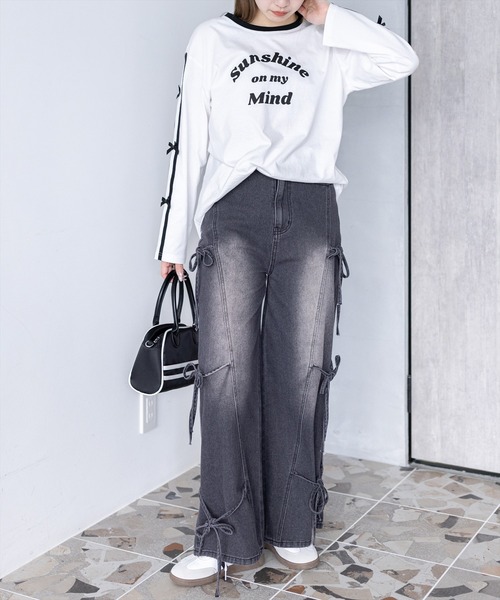clear（クリア）の「ロゴプリントリボンラインロングスリーブカットソー[カジュアル ウィッシュコア ガーリー]（Tシャツ/カットソー・レディース・ネイビー/アイボリー・F）」の22枚目の写真