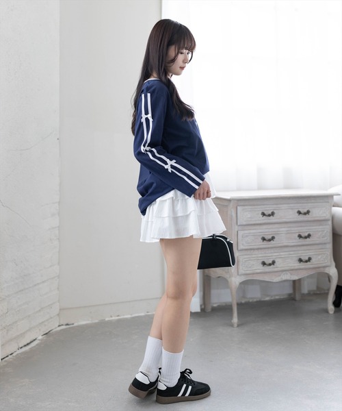 clear（クリア）の「ロゴプリントリボンラインロングスリーブカットソー[カジュアル ウィッシュコア ガーリー]（Tシャツ/カットソー・レディース・ネイビー/アイボリー・F）」の17枚目の写真