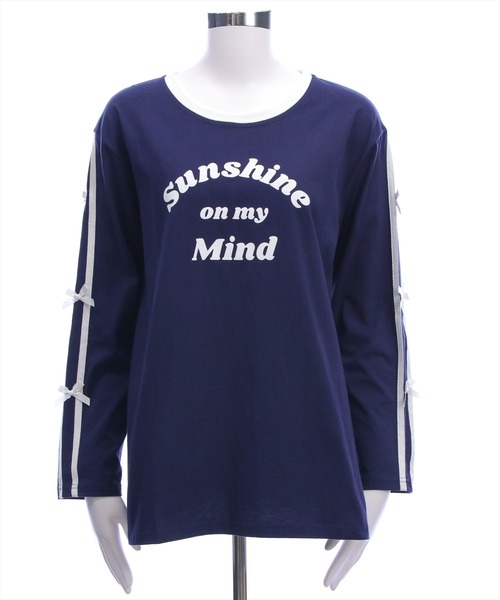 clear（クリア）の「ロゴプリントリボンラインロングスリーブカットソー[カジュアル ウィッシュコア ガーリー]（Tシャツ/カットソー・レディース・ネイビー/アイボリー・F）」の13枚目の写真