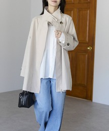 PREFERIR（プレフェリール）の「【撥水加工・軽量・体型カバー】きれいめ通勤 スタンドカラー Aライン ミドル丈スプリングコート（その他アウター）」