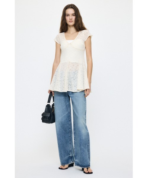 MOUSSY(マウジー)の「LACE SKATER ドレス(ワンピース・レディース・ブラック/アイボリー・FREE)」の5枚目の写真
