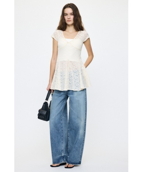 MOUSSY(マウジー)の「LACE SKATER ドレス(ワンピース・レディース・ブラック/アイボリー・FREE)」の6枚目の写真