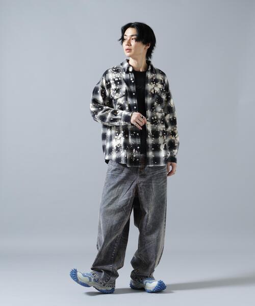 WHITELAND(ホワイトランド)の「WHITELAND/ホワイトランド/BLEACH CHECK SHIRTS(シャツ/ブラウス・メンズ・ネイビー/ブラック/レッド・F)」の4枚目の写真
