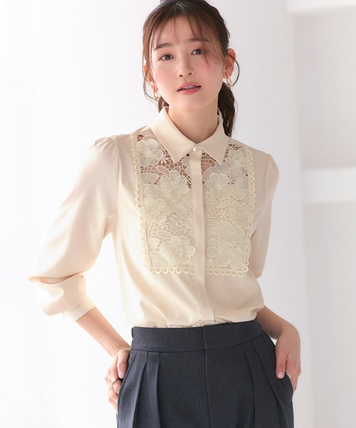 洗える/ストレッチ ｜ フラワーモチーフ ブラウス ｜ トップス・シャツ