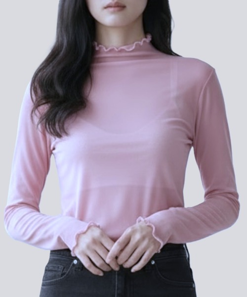 United store(ユナイテッドストア)の「シアーハイネックトップ(Tシャツ/カットソー・レディース・ブラック/ホワイト/ライトピンク/ライトブルー・FREE)」の4枚目の写真