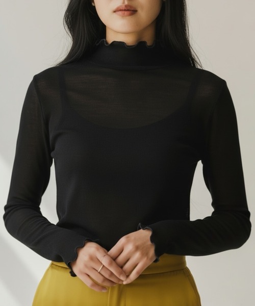 United store(ユナイテッドストア)の「シアーハイネックトップ(Tシャツ/カットソー・レディース・ブラック/ホワイト/ライトピンク/ライトブルー・FREE)」の1枚目の写真
