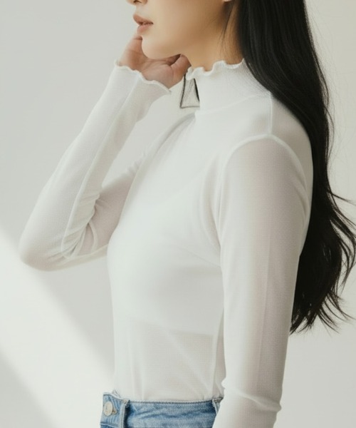 United store(ユナイテッドストア)の「シアーハイネックトップ(Tシャツ/カットソー・レディース・ブラック/ホワイト/ライトピンク/ライトブルー・FREE)」の12枚目の写真