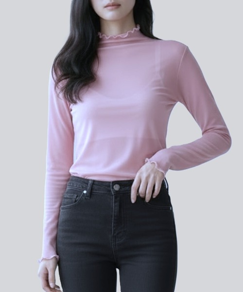 United store(ユナイテッドストア)の「シアーハイネックトップ(Tシャツ/カットソー・レディース・ブラック/ホワイト/ライトピンク/ライトブルー・FREE)」の6枚目の写真