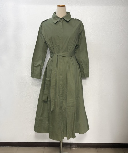 Kuroba(クロバ)の「ウエストマークロングシャツワンピース 共布ベルト付き(シャツワンピース・レディース・ベージュ/カーキ・FREE)」の13枚目の写真