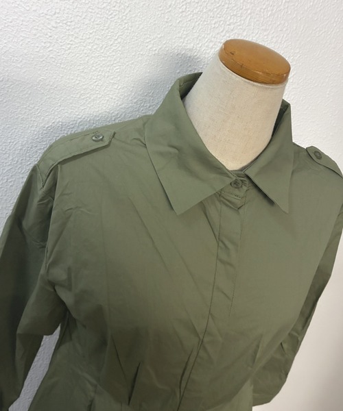 Kuroba(クロバ)の「ウエストマークロングシャツワンピース 共布ベルト付き(シャツワンピース・レディース・ベージュ/カーキ・FREE)」の15枚目の写真
