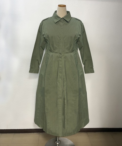 Kuroba(クロバ)の「ウエストマークロングシャツワンピース 共布ベルト付き(シャツワンピース・レディース・ベージュ/カーキ・FREE)」の8枚目の写真
