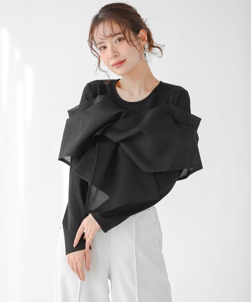 ☆新品タグつき☆ fitmoreコラボ　オーガンジードッキングカットソー セール】オーガンジードッキングカットソー（その他トップス）｜Fit