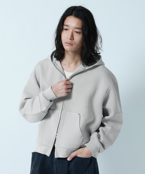 RAGEBLUE(レイジブルー)の「PIGMENT DYE CARDBOARD FABRIC ZIP PARKER / ピグメント加工ダンボールジップパーカー(パーカー・メンズ・グレー系その他/オレンジ系その他3/その他19/グリーン系その他・LARGE/MEDIUM)」の2枚目の写真