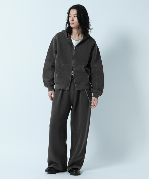 RAGEBLUE(レイジブルー)の「PIGMENT DYE CARDBOARD FABRIC ZIP PARKER / ピグメント加工ダンボールジップパーカー(パーカー・メンズ・グレー系その他/オレンジ系その他3/その他19/グリーン系その他・LARGE/MEDIUM)」の15枚目の写真