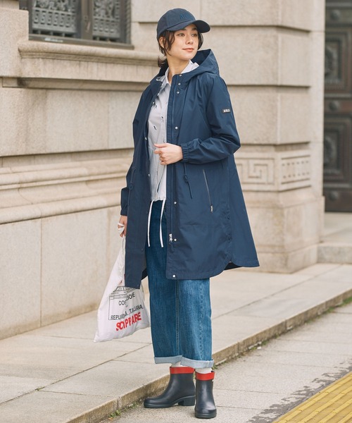 AIGLE（エーグル）の「透湿 防水 防風 2.5レイヤー フーデッドロングコート RP（トレンチコート・レディース・ダークネイビー/ベージュ/ブルー/ブラック・40/36/38/34/44/42）」の22枚目の写真