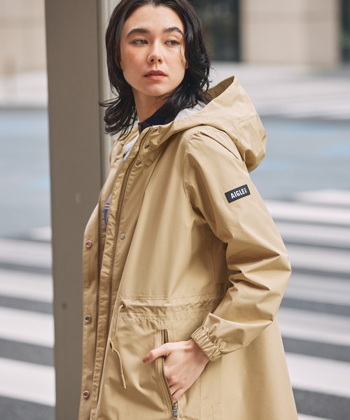 AIGLE（エーグル）の「透湿 防水 防風 2.5レイヤー フーデッドロングコート RP（トレンチコート・レディース・ダークネイビー/ベージュ/ブルー/ブラック・40/36/38/34/44/42）」の18枚目の写真