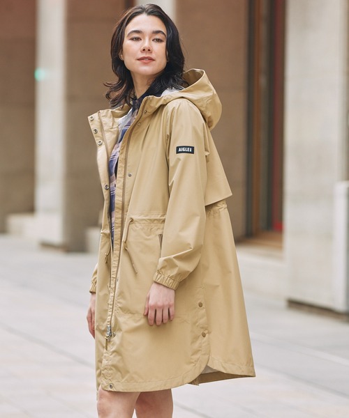 AIGLE（エーグル）の「透湿 防水 防風 2.5レイヤー フーデッドロングコート RP（トレンチコート・レディース・ダークネイビー/ベージュ/ブルー/ブラック・40/36/38/34/44/42）」の21枚目の写真