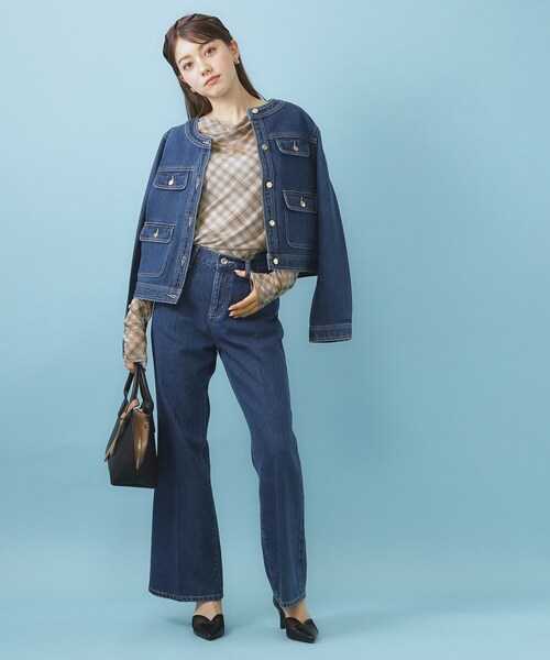 index(インデックス)の「シアーチェックドレープネックトップス【洗濯機OK】(Tシャツ/カットソー・レディース・グレー系1/ベージュ系1/パープル系1・00)」の11枚目の写真