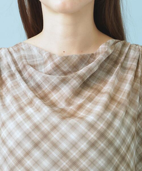 index(インデックス)の「シアーチェックドレープネックトップス【洗濯機OK】(Tシャツ/カットソー・レディース・グレー系1/ベージュ系1/パープル系1・00)」の20枚目の写真