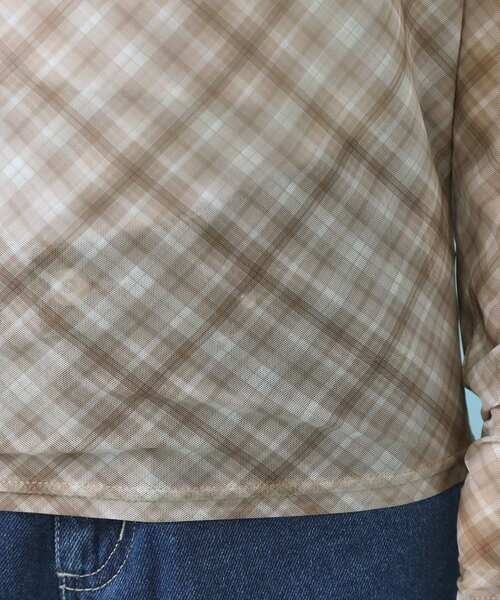 index(インデックス)の「シアーチェックドレープネックトップス【洗濯機OK】(Tシャツ/カットソー・レディース・グレー系1/ベージュ系1/パープル系1・00)」の22枚目の写真