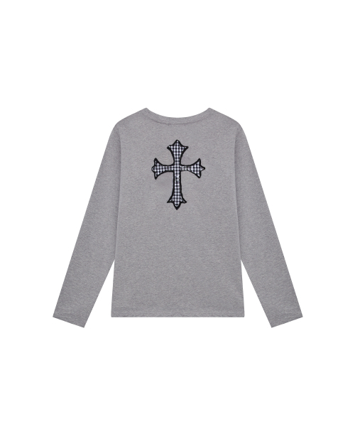TANSANMAGNESIUM（タンサン マグネシウム）の「クロスアプリケロングスリーブ（グレー）（Tシャツ/カットソー・レディース・その他・1/2）」の11枚目の写真