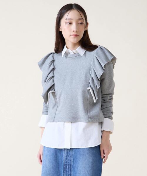 Tiara（ティアラ）の「フリルスウェット（Tシャツ/カットソー・レディース・ホワイト/杢グレー・FREE）」の2枚目の写真