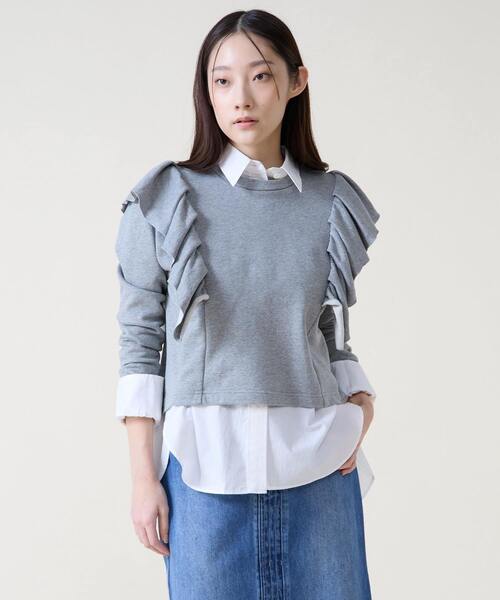 Tiara（ティアラ）の「フリルスウェット（Tシャツ/カットソー・レディース・ホワイト/杢グレー・FREE）」の3枚目の写真