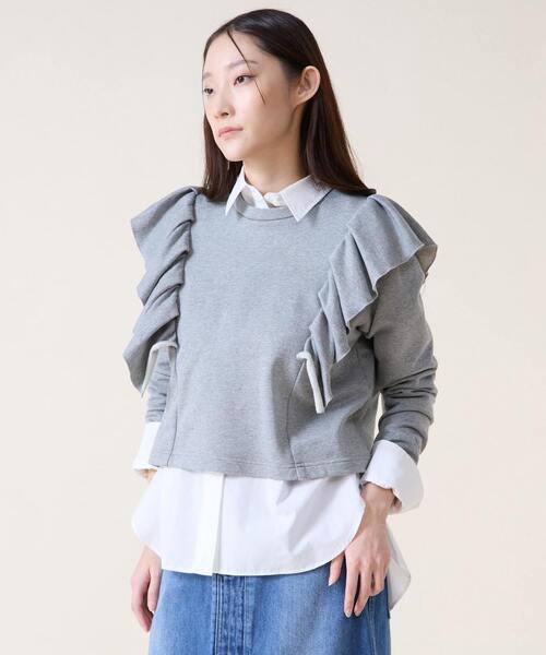 Tiara（ティアラ）の「フリルスウェット（Tシャツ/カットソー・レディース・ホワイト/杢グレー・FREE）」の4枚目の写真