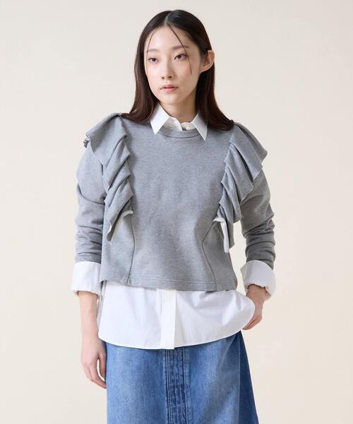 Tiara（ティアラ）の「フリルスウェット（Tシャツ/カットソー・レディース・ホワイト/杢グレー・FREE）」の6枚目の写真