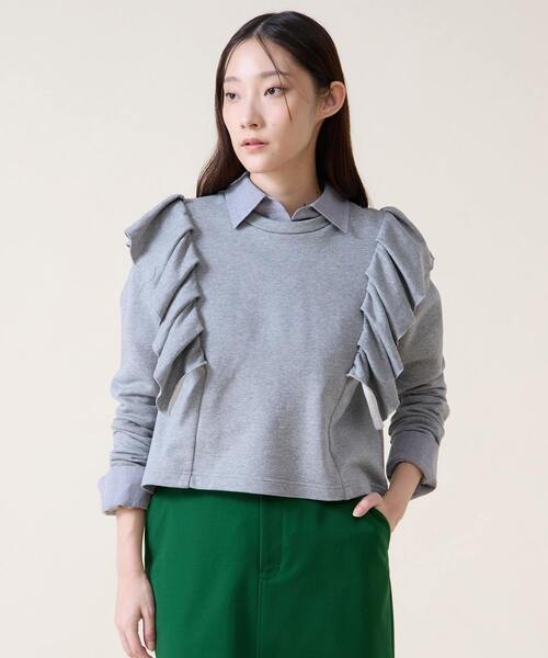 Tiara（ティアラ）の「フリルスウェット（Tシャツ/カットソー・レディース・ホワイト/杢グレー・FREE）」の12枚目の写真