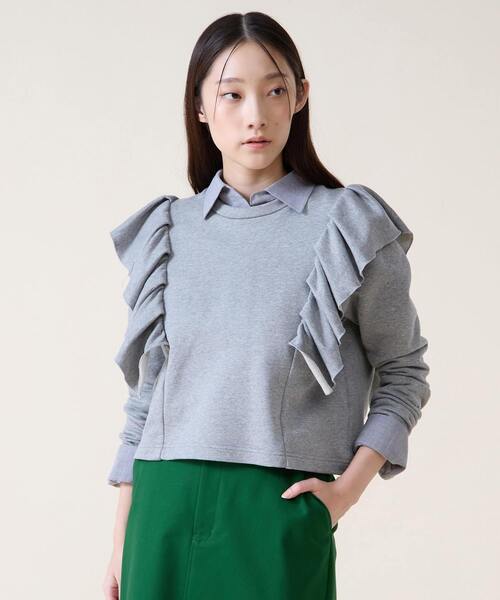 Tiara（ティアラ）の「フリルスウェット（Tシャツ/カットソー・レディース・ホワイト/杢グレー・FREE）」の13枚目の写真