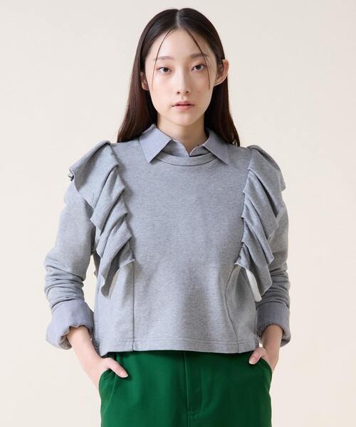 Tiara（ティアラ）の「フリルスウェット（Tシャツ/カットソー・レディース・ホワイト/杢グレー・FREE）」の14枚目の写真