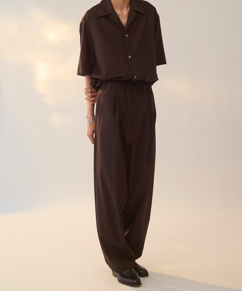 UJOH（ウジョー）の「【UJOH HOMME/ウジョー】Tape-Belt 1 Tuck PNT / 2/72 ｳｰﾙﾄﾛﾋﾟﾝｽﾄﾗｲﾌﾟ / M732-P58-102（スラックス・メンズ・ブラウン/グレー・5/4）」の5枚目の写真