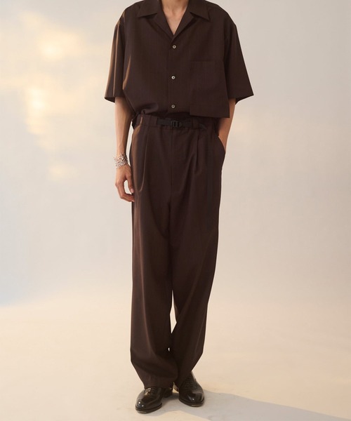 UJOH（ウジョー）の「【UJOH HOMME/ウジョー】Tape-Belt 1 Tuck PNT / 2/72 ｳｰﾙﾄﾛﾋﾟﾝｽﾄﾗｲﾌﾟ / M732-P58-102（スラックス・メンズ・ブラウン/グレー・5/4）」の6枚目の写真