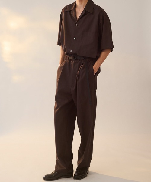 UJOH（ウジョー）の「【UJOH HOMME/ウジョー】Tape-Belt 1 Tuck PNT / 2/72 ｳｰﾙﾄﾛﾋﾟﾝｽﾄﾗｲﾌﾟ / M732-P58-102（スラックス・メンズ・ブラウン/グレー・5/4）」の4枚目の写真