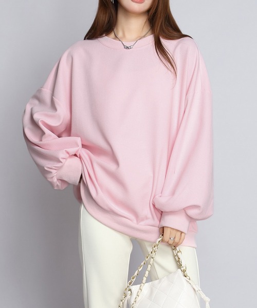 by LEGNA(バイレグナ)の「ドロップショルダーカットソー(Tシャツ/カットソー・レディース・グレイッシュベージュ/ブラック/ベビーピンク/グレー/グレー系/パープル/ホワイト・FREE)」の7枚目の写真