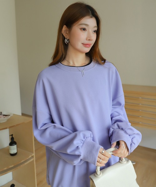 by LEGNA(バイレグナ)の「ドロップショルダーカットソー(Tシャツ/カットソー・レディース・グレイッシュベージュ/ブラック/ベビーピンク/グレー/グレー系/パープル/ホワイト・FREE)」の15枚目の写真