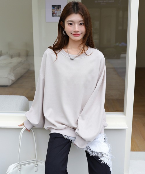 by LEGNA(バイレグナ)の「ドロップショルダーカットソー(Tシャツ/カットソー・レディース・グレイッシュベージュ/ブラック/ベビーピンク/グレー/グレー系/パープル/ホワイト・FREE)」の21枚目の写真