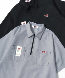 BEN DAVIS（ベンデイビス）の「BEN DAVIS/ベンデイビス 1/2 ZIP SS SHIRT/オーバーサイズ TCツイル ワーク ハーフジップ 半袖シャツ/レディース メンズ（シャツ/ブラウス）」