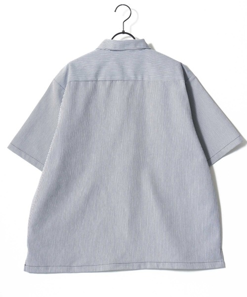 BEN DAVIS（ベンデイビス）の「BEN DAVIS/ベンデイビス 1/2 ZIP SS SHIRT/オーバーサイズ TCツイル ワーク ハーフジップ 半袖シャツ/レディース メンズ（シャツ/ブラウス・メンズ・ブラック/ベージュ/ストライプ/ネイビー・M/XL/L）」の13枚目の写真