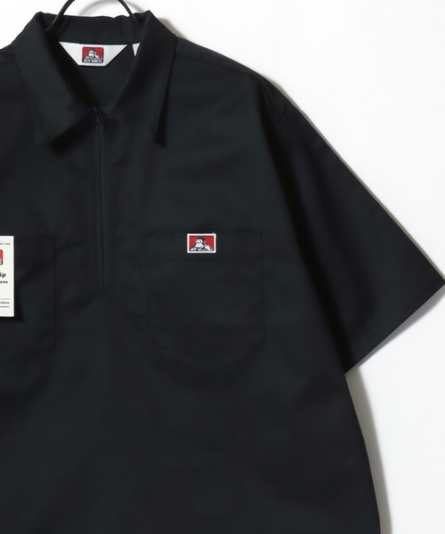 BEN DAVIS（ベンデイビス）の「BEN DAVIS/ベンデイビス 1/2 ZIP SS SHIRT/オーバーサイズ TCツイル ワーク ハーフジップ 半袖シャツ/レディース メンズ（シャツ/ブラウス・メンズ・ブラック/ベージュ/ストライプ/ネイビー・M/XL/L）」の5枚目の写真