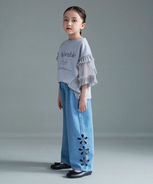 BRANSHES(ブランシェス)の「お花カットモチーフデニムパンツ(デニムパンツ・キッズ・サックスブルー/ブルー・120/110/100/150/140/130)」の16枚目の写真