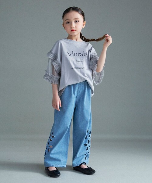 BRANSHES(ブランシェス)の「お花カットモチーフデニムパンツ(デニムパンツ・キッズ・サックスブルー/ブルー・120/110/100/150/140/130)」の17枚目の写真