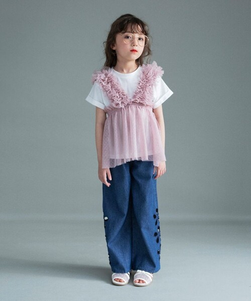 BRANSHES(ブランシェス)の「お花カットモチーフデニムパンツ(デニムパンツ・キッズ・サックスブルー/ブルー・120/110/100/150/140/130)」の12枚目の写真