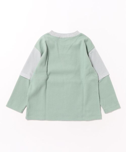 HAKKA KIDS（ハッカキッズ）の「レイヤード風ワッフル長袖Tシャツ（Tシャツ/カットソー・キッズ・ブルー/グリーン・110cm/130cm）」の3枚目の写真