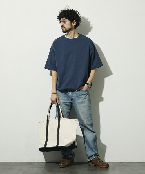 Firsthand(ファーストハンド)の「Firsthand/ファーストハンド 6オンス サイドポケット スピンドル ショートスリーブ Tシャツ / ビッグシルエット(Tシャツ/カットソー・メンズ・ホワイト/ブラック/グレー/チャコールグレー/ネイビー・LARGE/MEDIUM)」の20枚目の写真