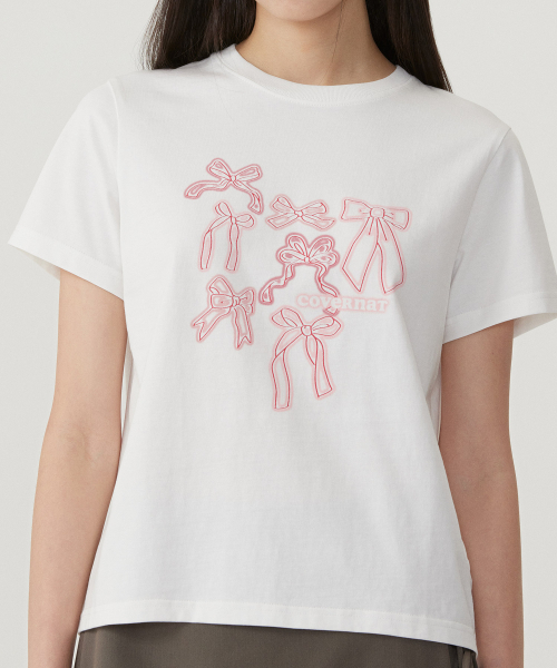 COVERNAT WOMAN(カバーナットウーマン)の「ウーマンリボングラフィックTシャツホワイト(Tシャツ/カットソー・レディース・その他・WS/WM)」の7枚目の写真
