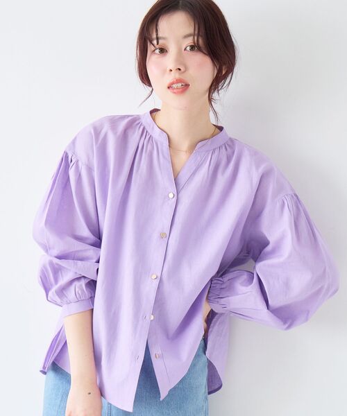 le.coeur blanc(ルクールブラン)の「麻コットンスタンドカラーブラウス(シャツ/ブラウス・レディース・ブラック/ブラウン/ラベンダー・38)」の17枚目の写真